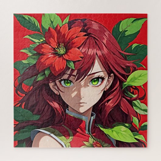 Lebhaftes Portrait über Rotes Haar und Blume Puzzle (Vertikal)