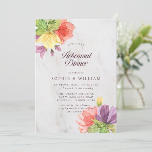 Lebhaftes Probe-Dinner aus Marmor Einladung (Stehend Vorderseite)