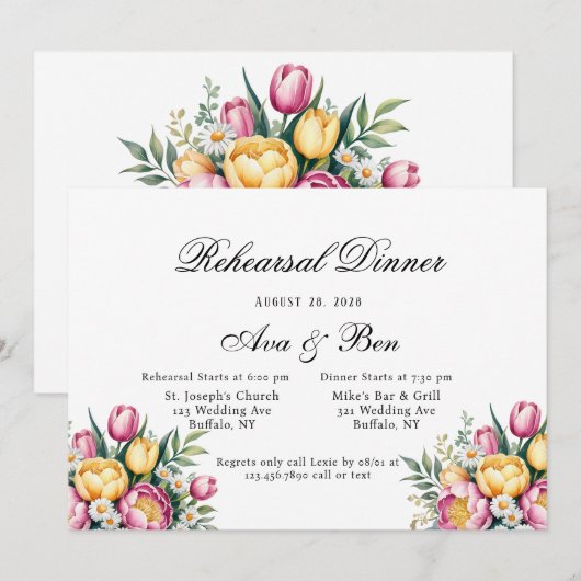 Lebhaftes Probe-Dinner mit Harmonie der Flora Einladung (Vorne/Hinten)