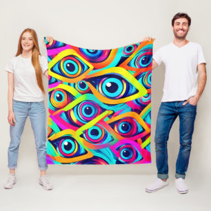 Lebhaftes psychedelisches Augenmuster Fleecedecke