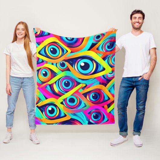 Lebhaftes psychedelisches Augenmuster Fleecedecke (Beispiel)