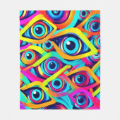 Lebhaftes psychedelisches Augenmuster Fleecedecke (Vorderseite)
