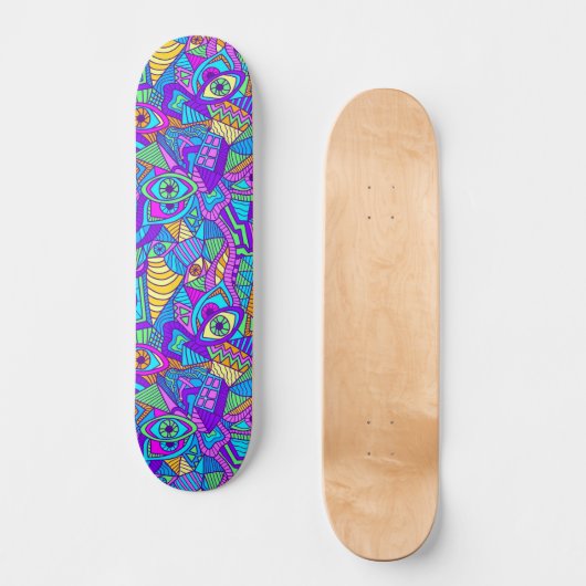 Lebhaftes psychedelisches Muster Skateboard (Vorderseite)