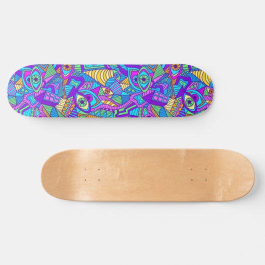 Lebhaftes psychedelisches Muster Skateboard (Horizontal)