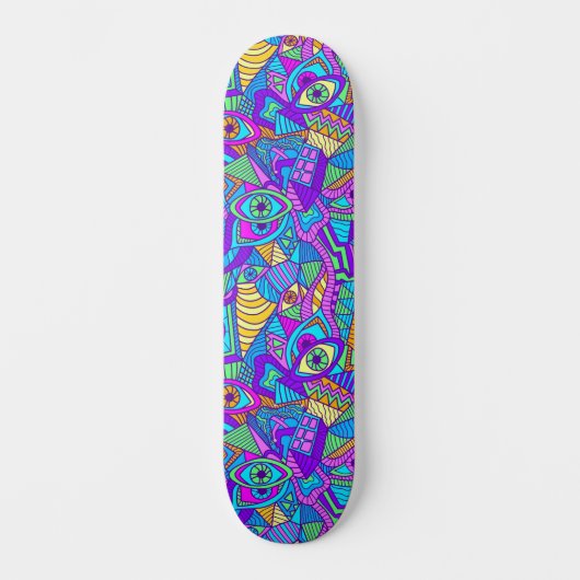 Lebhaftes psychedelisches Muster Skateboard (Vorderseite)