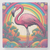 Lebhaftes psychiatrisches Flamingo, kühn geäußert Steinuntersetzer (Vorderseite)