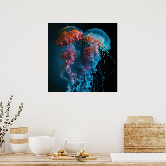 Lebhaftes Quallenpaar Poster (Küche)