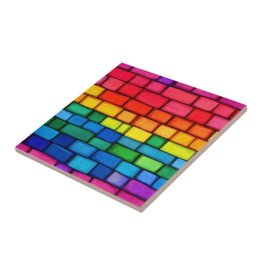 Lebhaftes Rainbow Brick-Muster Fliese (Seite)
