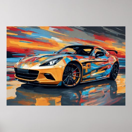Lebhaftes Rainbow Car Poster (Vorne)