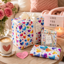 Lebhaftes Rainbow-farbenes Herz-Wrapping-Papier