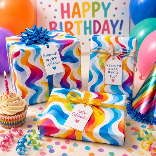 Lebhaftes Rainbow-farbenes Wrapping-Papier Geschenkpapier Set