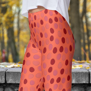 Lebhaftes Red and Tomato Red Polka Dot Pattern Leggings