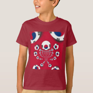 Lebhaftes Red Kaleidoscope Südkorea Design T-Shirt