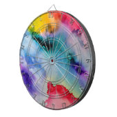 Lebhaftes Regenbogen-Wasserfarbmuster Dartscheibe (Vorderseite rechts)