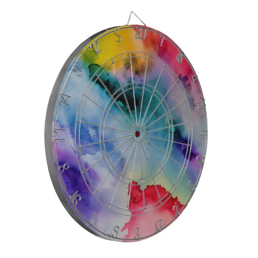 Lebhaftes Regenbogen-Wasserfarbmuster Dartscheibe (Vorderseite Links)