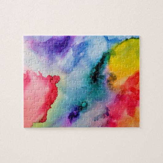 Lebhaftes Regenbogen-Wasserfarbmuster Puzzle (Horizontal)