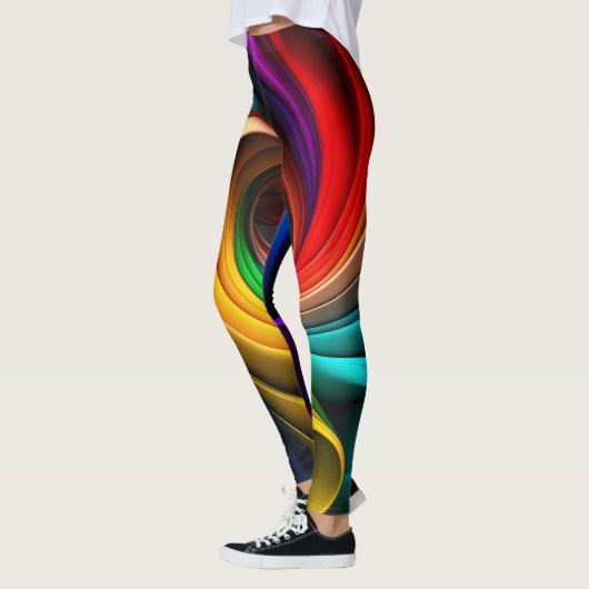 Lebhaftes, regenbogenfarbenes abstraktes Design Leggings (Links)