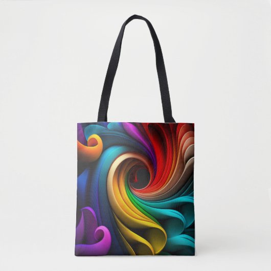 Lebhaftes, regenbogenfarbenes abstraktes Design Tasche (Vorderseite)