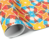 Lebhaftes Retro 3D Blockfarben Kaleidoskop Muster Geschenkpapier (Rolleneckpunkt)