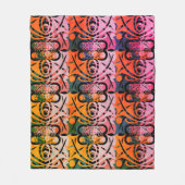 Lebhaftes Retro-Abstraktes LEAF-Muster Fleecedecke (Vorderseite)