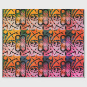 Lebhaftes Retro-Abstraktes LEAF-Muster Geschenkpapier (Flach)