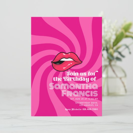 Lebhaftes Retro Birthday Celebration Theme Einladung (Stehend Vorderseite)