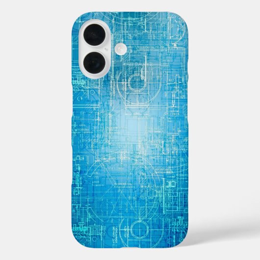 Lebhaftes Retro Blueprint iPhone Case (Rückseite)