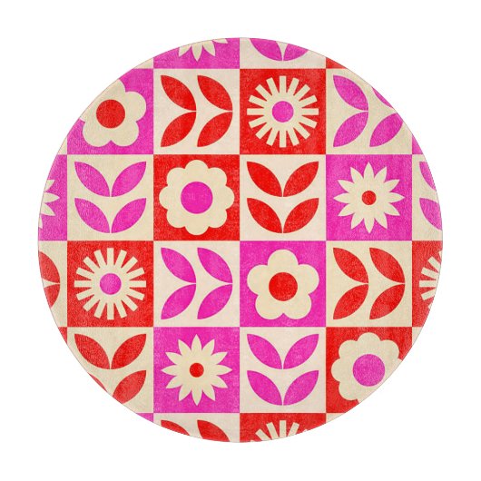 Lebhaftes Retro-Muster Schneidebrett (Vorderseite)