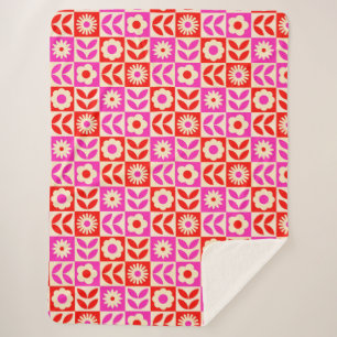 Lebhaftes Retro-Muster Sherpadecke
