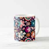 Lebhaftes Retro-Muster und geometrisches Muster Kaffeetasse (VorderseiteRechts)