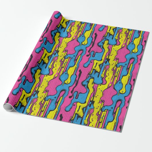 "Lebhaftes Retro Pop Art Tropfen Muster Geschenkpapier (Ungerollt)
