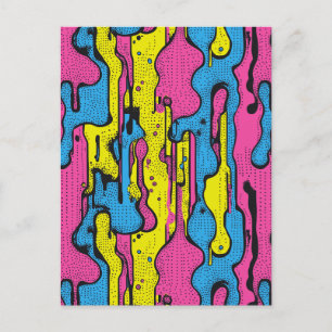 "Lebhaftes Retro Pop Art Tropfen Muster Postkarte