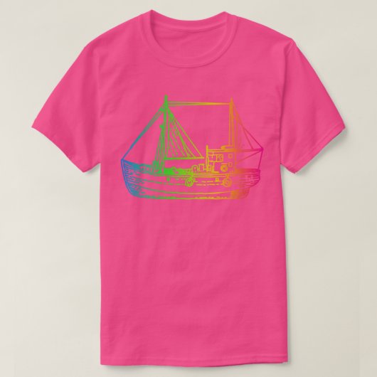 Lebhaftes Retro-Schiff T-Shirt (Design vorne)