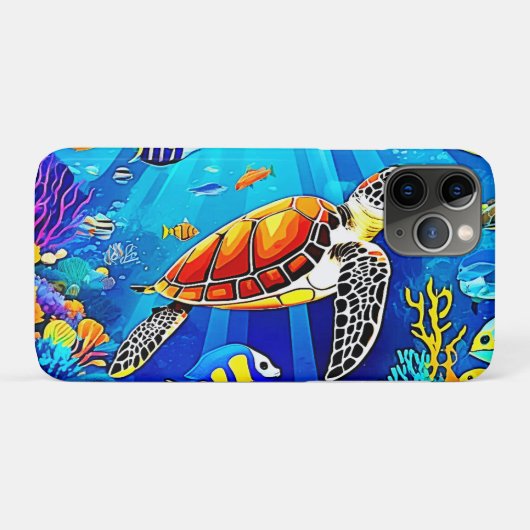 Lebhaftes Riff: Schildkrötenreich Case-Mate iPhone Hülle (Rückseite (Horizontal))