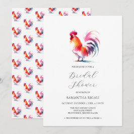 Lebhaftes Rooster-Brautparty Einladung