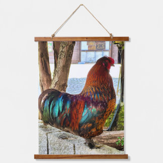 Lebhaftes Rooster-Tapisserie - farbenfrohe Mauer A Wandteppich Mit Holzrahmen