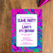 Lebhaftes rosa Aquamarines Groovy Birthday Slime P Einladung