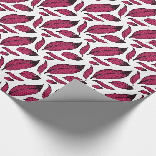 Lebhaftes rosa Federmuster Geschenkpapier (Ecke)