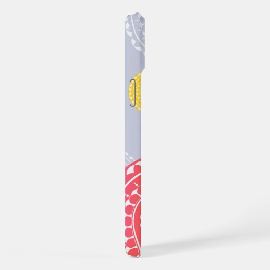 Lebhaftes rosa Gelbes Random Mandala Monogram iPhone Hülle (Rechte Seite)