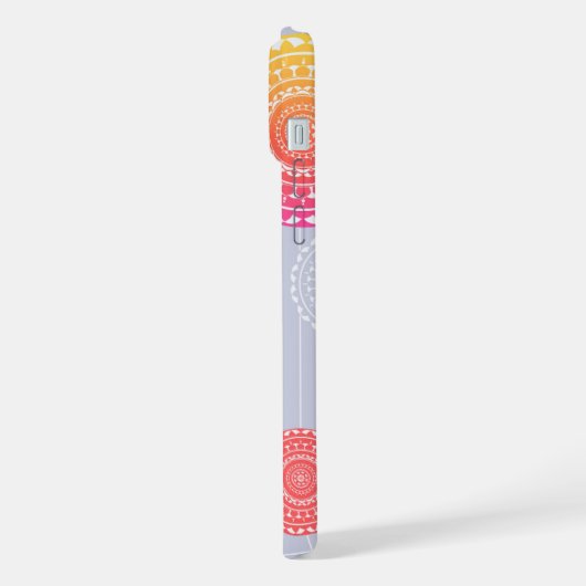 Lebhaftes rosa Gelbes Random Mandala Monogram iPhone Hülle (Linke Seite)