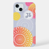 Lebhaftes rosa Gelbes Random Mandala Monogram iPhone Hülle (Rückseite)