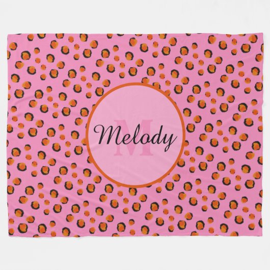 Lebhaftes rosa Geparden Fleecedecke (Vorderseite (Horizontal))