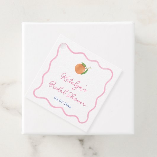 Lebhaftes rosa Kobalt Blaues Zitrusfrüchte-Brautpa Geschenkanhänger (Beispiel)