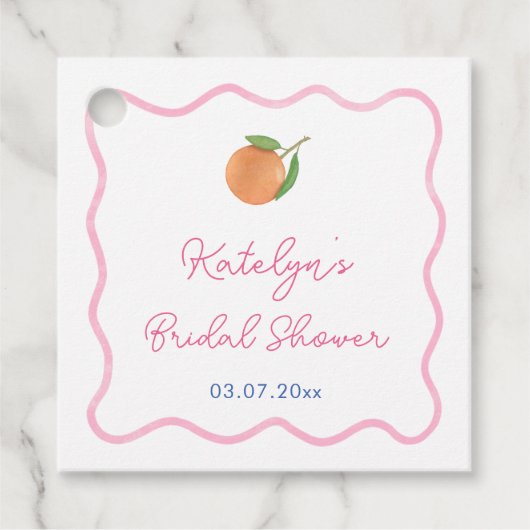 Lebhaftes rosa Kobalt Blaues Zitrusfrüchte-Brautpa Geschenkanhänger (Vorderseite)