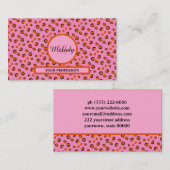 Lebhaftes rosa Leopard Animal Print Monogram Visitenkarte (Vorne/Hinten)