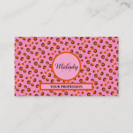 Lebhaftes rosa Leopard Animal Print Monogram Visitenkarte