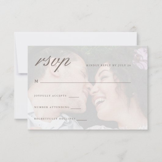Lebhaftes Rosa mit Foto Wedding Rsvp Karte (Vorderseite)