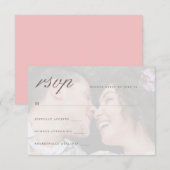 Lebhaftes Rosa mit Foto Wedding Rsvp Karte (Vorne/Hinten)