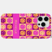 Lebhaftes rosa Pickleball-Muster Case-Mate iPhone Hülle (Rückseite (Horizontal))