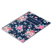 Lebhaftes rosa Rosen Vintages Muster Notizblock (Linke Seite)